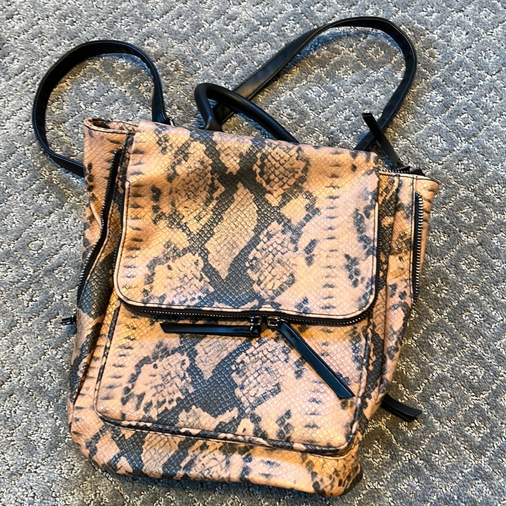 Faux leather snakeskin backpack